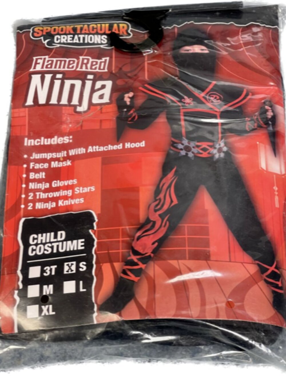 Spooktacular Creations FLAME RED NINJA Costume Outfit Youth SMALL Halloween NEW